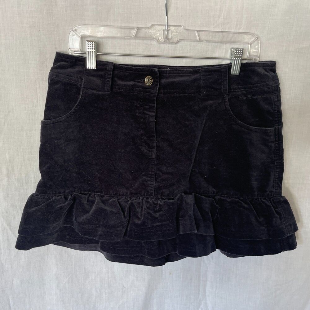 Ben Sherman Micro Mini Skirt Black Velvet Size Medium